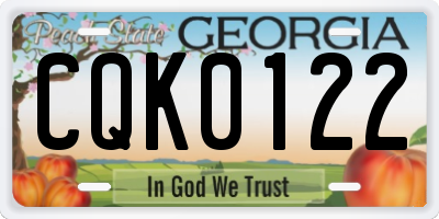GA license plate CQK0122