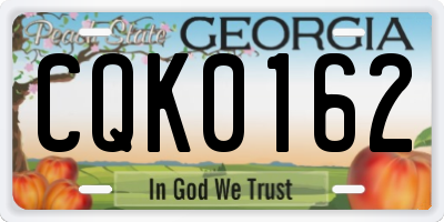 GA license plate CQK0162