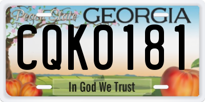 GA license plate CQK0181