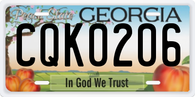 GA license plate CQK0206