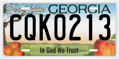 GA license plate CQK0213