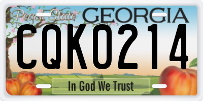 GA license plate CQK0214