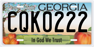 GA license plate CQK0222
