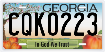 GA license plate CQK0223
