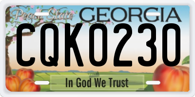 GA license plate CQK0230