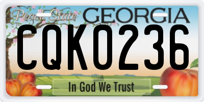 GA license plate CQK0236
