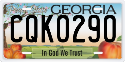 GA license plate CQK0290