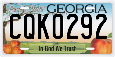 GA license plate CQK0292