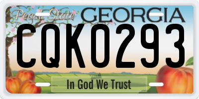GA license plate CQK0293