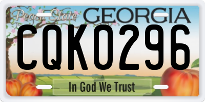 GA license plate CQK0296
