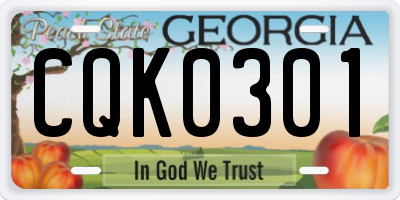 GA license plate CQK0301
