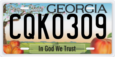 GA license plate CQK0309