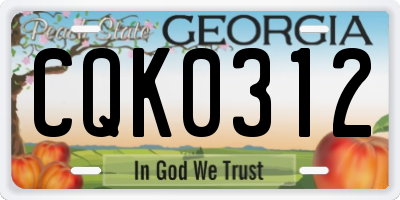 GA license plate CQK0312