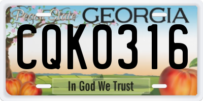 GA license plate CQK0316