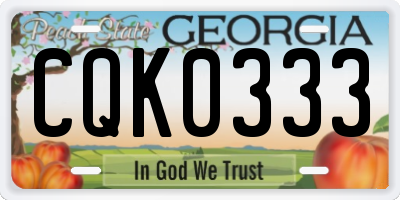 GA license plate CQK0333