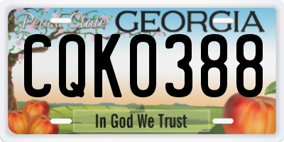 GA license plate CQK0388