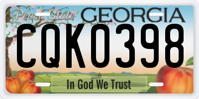 GA license plate CQK0398