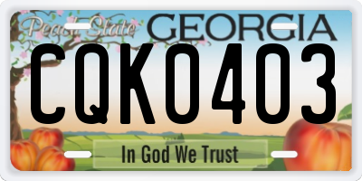 GA license plate CQK0403