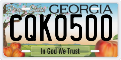 GA license plate CQK0500