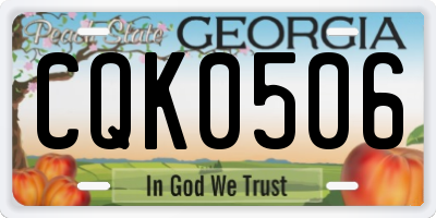 GA license plate CQK0506