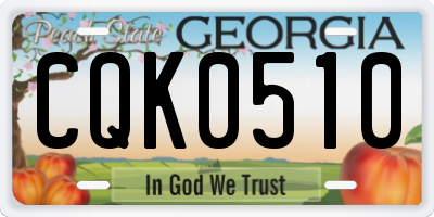 GA license plate CQK0510