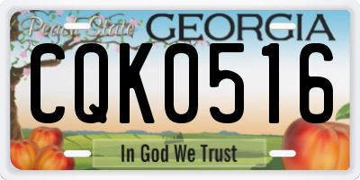 GA license plate CQK0516