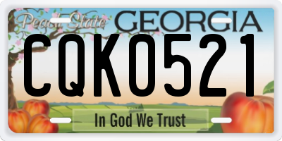GA license plate CQK0521