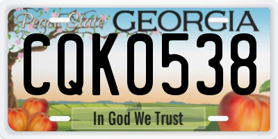 GA license plate CQK0538