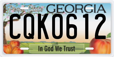 GA license plate CQK0612
