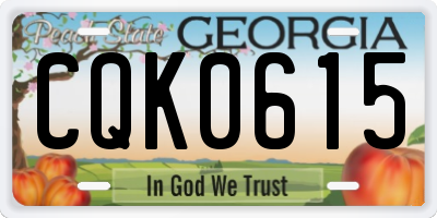 GA license plate CQK0615