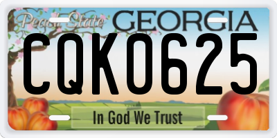 GA license plate CQK0625