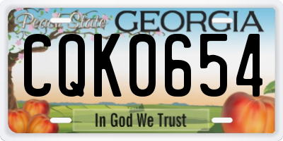 GA license plate CQK0654