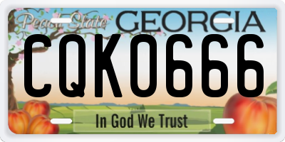 GA license plate CQK0666