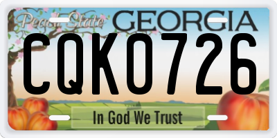 GA license plate CQK0726