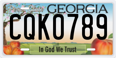 GA license plate CQK0789