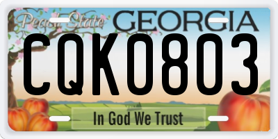 GA license plate CQK0803