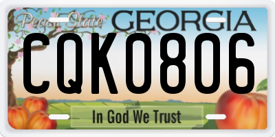 GA license plate CQK0806