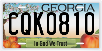 GA license plate CQK0810