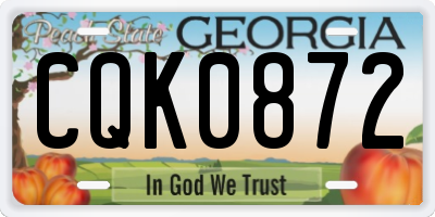 GA license plate CQK0872