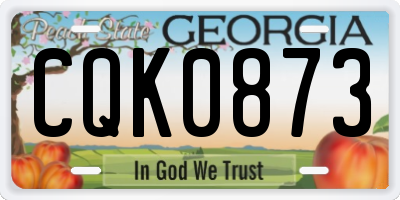 GA license plate CQK0873