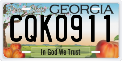 GA license plate CQK0911