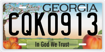 GA license plate CQK0913