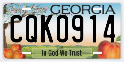 GA license plate CQK0914