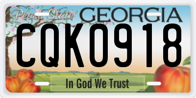 GA license plate CQK0918