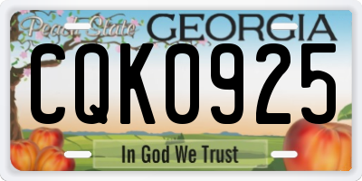 GA license plate CQK0925