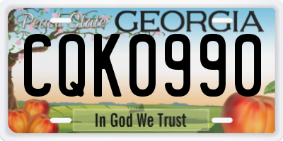 GA license plate CQK0990