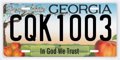 GA license plate CQK1003
