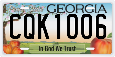 GA license plate CQK1006