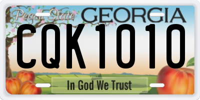 GA license plate CQK1010