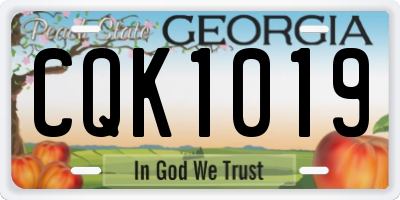 GA license plate CQK1019